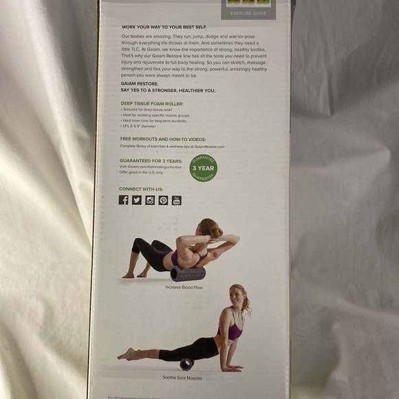 GAIAM Deep Tissue Foam Roller - 13” x 5.5” - Picture 6 of 8